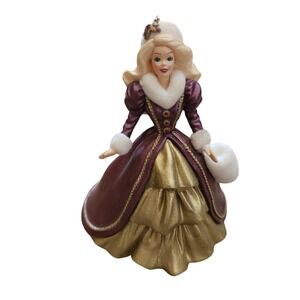 Hallmark Keepsake Ornament 1996 Holiday Barbie 4th in Series Burgundy Gold Dress